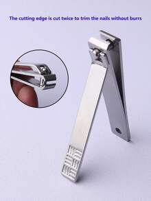 1pc Black & Silver Straight Nail Clipper, Nail Trimming Tool Suitable For Men And Women