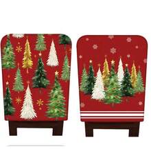 6PCS Merry Christmas Green Christmas Tree Christmas Baubles Green And Red Striped Plaid Red And White Chair Cover Set, Made Of Linen Polyester Material, Detachable And Easy To Clean, Suitable For Christmas Home Kitchen Dining Table Chair Decoration Protective Covers - Red - View 10
