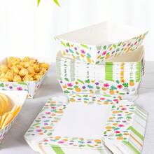 10/24 pezzi Contenitori monouso per alimenti con foglie verdi e ananas, scatole per patatine fritte, popcorn, spuntino, decorazioni per feste di compleanno e raduni familiari, adatti per panifici, ristoranti di hamburger, scatole per asporto di cinema - Multicolore - Visualizzare 5