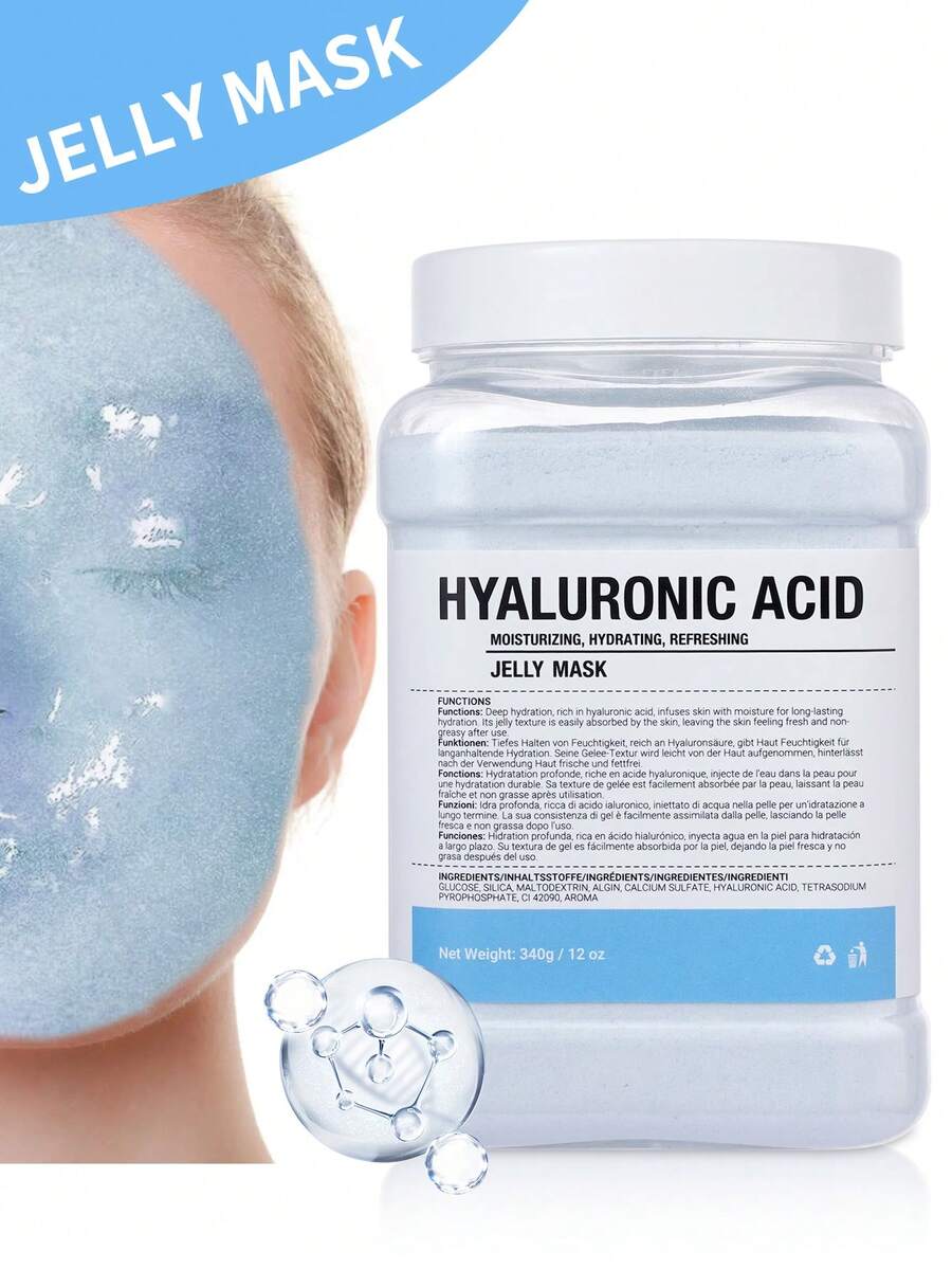玻尿酸、黄金和玫瑰果冻面膜 - 保湿、提亮、滋养果冻面膜 | 果冻面膜粉 | - 淺藍色 - 查看 1