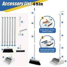 3-In-1 Broom & Dustpan Set – Folding Floor Broom With Dustpan & Brush - Three-piece Mop Set - View 11