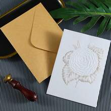 6张花卉压纹贺卡套装，尺寸5x7英寸，含信封，3D立体花卉文具，适用于婚礼、生日、派对、商务邀请函和家居装饰——优雅风格，可用作秘密圣诞老人礼物、圣诞贺卡、祖父母贺卡、生日贺卡、感谢卡、男女通用贺卡。 - 查看 4
