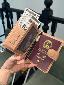 Vintage Lychee Grain PU Leather Multi-Purpose Transparent Badge Wallet Soft Passport Holder Convenient For Daily Shopping Commuting Party Holiday Gift Passport Holder For Women Mini Wallet Small Wallet Card Wallet - Multicolor - View 11