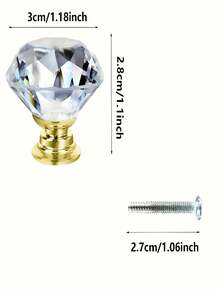 6pcs Diamond Crystal Glass Cabinet Drawer Knobs, Single Hole Cupboard Furniture Hardware, Diamond Design Crystal Glass Handles, Cabinet Knobs, Drawer Pulls, Kitchen Cabinet Handles, Furniture - Multicolor - View 5