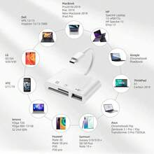 USB-C 转 Micro SD TF 存储卡读卡器，三合一 USB 相机读卡器适配器，兼容 16/15、iPad Pro、Pro/Air、Chromebook XPS、Galaxy S10/S9 及更多 USB-C 设备 - 白色 - 查看 7