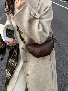 时尚百搭的饺子造型斜挎包，复古优雅简约设计，适合女性日常外出或通勤。 - 咖啡 - 查看 5