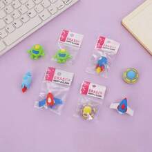 5/10/20/36 piezas Borradores de 3D de diseño de naves espaciales de dibujos animados - Creativos, lindos y desmontables, ideales para recompensas de estudiantes y regalos para niños - Multicolor - Ver 4