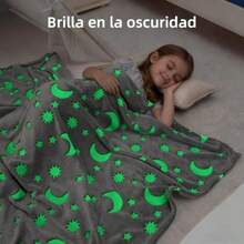 AKASENKO Manta Espacial con Estrellas y Luna 120x150 cm - Forro Polar Que Brilla en la Oscuridad para Cama o Sofá (Galaxia ) - Regalo para Niños y Adolescentes ()(Gris) - Unitalla - Ver 5