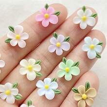 20 Mixed Resin Mini Flower Leaf Flat Back Figurines - Rich In Color, Versatile, Perfect For Nail Art, DIY Crafts, And Jewelry Making - 20 - View 7