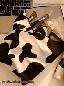 3/2/1 件自粘魔术布化妆包，奶牛图案包裹猫布，化妆包，清洁相机布，相机收纳，魔术布摄影镜头收纳自粘布，多用途，随心所欲，腕托，杯套，化妆包，粘性强，面料柔软，即使剧烈摇晃也不会脱落。防刮擦防撞，适用于旅行收纳、通勤、户外等