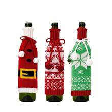 1pc/3pcs Set Holiday Wine Bottle Covers: Christmas Wine Bottle Sweater, Red Wine Bottle Sleeve, Wine Lover Christmas Party, Family Gathering, Home Decor - Multicolor - View 11
