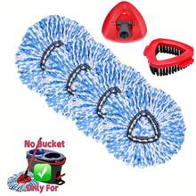 Combo 4 teste di mocio blu + 1 spazzola + 1 base