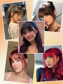 1PC Clip In Bangs Front Neat Bangs Hairpiece Synthetic Fake False Hair Piece Bangs Hairpiece Clip In Hair Extensions For Women Girls Black Brown Gold Gray Heat Resistant Suitable For Daily Wear Cosplay Music Festivals Parties