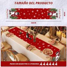 ICHIDO Camino de Mesa de Navidad, Decoración Navideña de Mesa, Camino de Mesa con Árbol de Navidad y Muñecos de Nieve Estampados, Adornos de para Comedor y Restaurantes (33 x 180) - 1 - Ver 2
