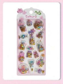 Cute Gold Glitter Shake Stickers - Light Color Design, Suitable For Mobile Phone Cases, Notebook Decorations And Handicrafts, Scissors Stickers, Diary Expansion, 3D Relief Stickers, Graffiti Stickers - Multicolor - View 12