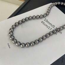 1pc Elegant Freshwater Pearl Necklace - Mixed Candy Color, Luxury Women's Clavicle Chain, Suitable For Daily Wear And Gifting - Grey - 查看 9