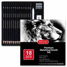 18 Pcs Sketching Pencils Set, Graphite Pencils (14B - 4H),Charcoal Pencils,Stumps,Vinyl Eraser,Kneaded Eraser,Sharpeners - 18-piece Sketch Pencil Set - View 1