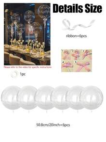 50.8厘米透明泡泡气球和45.72厘米乳胶气球，配蝴蝶结装饰套装，适用于生日派对、求婚、婚礼室内/室外装饰、毕业典礼和开斋节庆祝活动。 - 彩色 - 查看 13