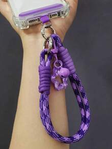 2026新年音乐节/婚礼季手机挂绳，彩色多巴胺手机挂绳/吊坠，紫色，可爱星星，甜美少女风，适用于所有手机壳，创意礼物，尼龙腕带，适配各种手机壳，通用夹式挂绳，编织绳腕带带吊坠，适合女性，购物防摔吊坠配件，生日、节日送给妈妈、家人、朋友的手机挂饰礼物，手机挂绳（由于拍摄光线和角度原因，可能存在轻微色差，请以实物为准。） - 彩色 - 查看 3