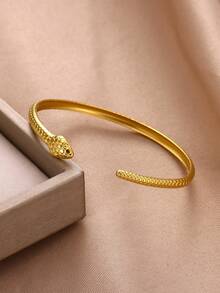 Stainless Steel Snake Bangle Bracelet For Women Vintage Gold Color Aesthetic Charm Bracelet Daily Wear Jewelry Gift - 1 - View 5