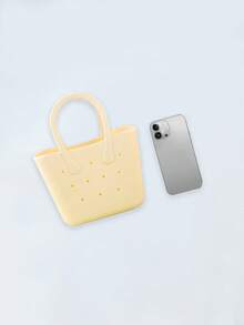 Women's Tote Bag, Cute Small Silicone Design Handbag With Double Handles For Christmas And Thanksgiving Gifts - 米色 - 查看 3