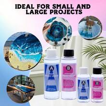 SMI Fine Bộ dụng cụ nhựa epoxy trong suốt Crystal Clear kèm đầy đủ dụng cụ, hỗn hợp nhựa tự san phẳng và chất làm cứng tỷ lệ 1:1, bộ dụng cụ đúc nhựa khô nhanh 40 phút dành cho các dự án tự làm đồ trang sức, nghệ thuật đá quý và bàn gỗ cỡ lớn. - Trong sáng - Xem 1