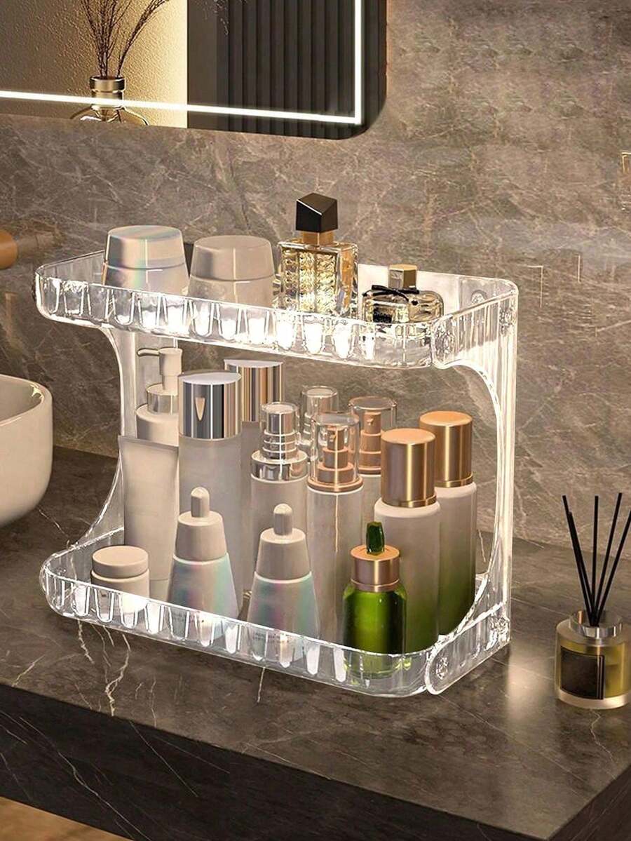 1 Kệ lưu trữ hai lớp - Kệ đựng đồ đa năng di động cho phòng tắm/nhà bếp/phòng ngủ, kệ đựng mỹ phẩm & bàn làm việc, nhựa chống trượt bền, quà tặng Giáng sinh 2025