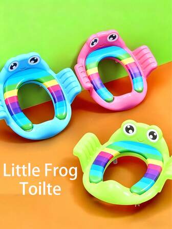 1pc Thickened Baby & Child Toilet Seat Cushion Cartoon Frog-Shaped Potty Seat Soft And Comfortable For All Seasons Suitable For Toddlers, Boys & Girls Features Padded Handles Potty Training Aid Perfect Gift For Christmas, Halloween, Thanksgiving