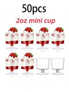 1-50个迷你甜点杯，透明玻璃杯，迷你冰淇淋蛋糕甜点杯，泡芙开胃菜杯，慕斯杯，蛋糕模具，适用于派对、婚礼、生日试吃杯 - 彩色 - 查看 8