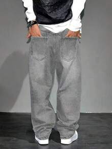 Teens' Wide Leg Light Grey Casual Jeans - Light Grey - View 2