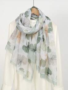 1 pieza Elegante bufanda casual ligera con estampado de hojas para mujeres - Multicolor - Ver 16