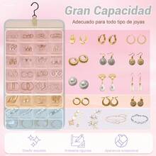 Organizador de Joyas Colgante Doble Cara en Rosa - 32 Bolsas de Almacenamiento, Ideal para Viajes - Moderno en Cloruro de Polivinilo y Poliéster - Rosa - Ver 6