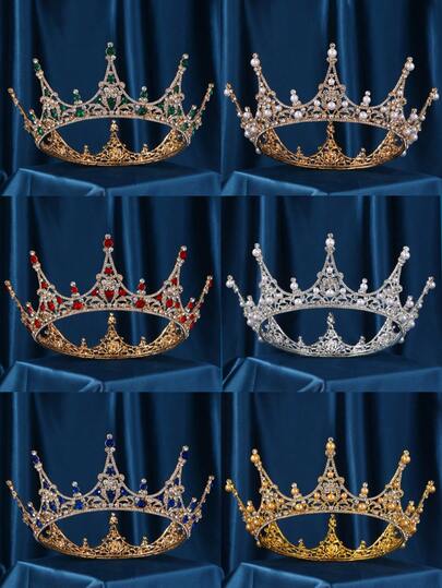 Baroque Queen Crowns And Tiaras For Women - Crystal Wedding Vintage Birthday Party Hair Accessories With Gemstones