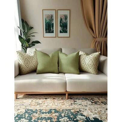 4 件套波西米亚风格沙发床头枕套，柔软清晰印花装饰抱枕套，45x45 厘米，不含内枕，简单礼物，沙发垫，明星，装饰风格，易于使用，枕头