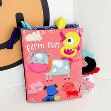 柔软卡通布书玩具，男女通用，内置发声纸片，3D毛绒尾巴，经久耐用的互动布书玩具，适合作为新生儿礼物 - 彩色 - 查看 9