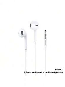 REMAX Auriculares intrauditivos con cable RM-702: cómodos para usar durante largas horas, sonido envolvente de 360°, control en línea de tres botones, sincronización audiovisual. - Blanco - Ver 1