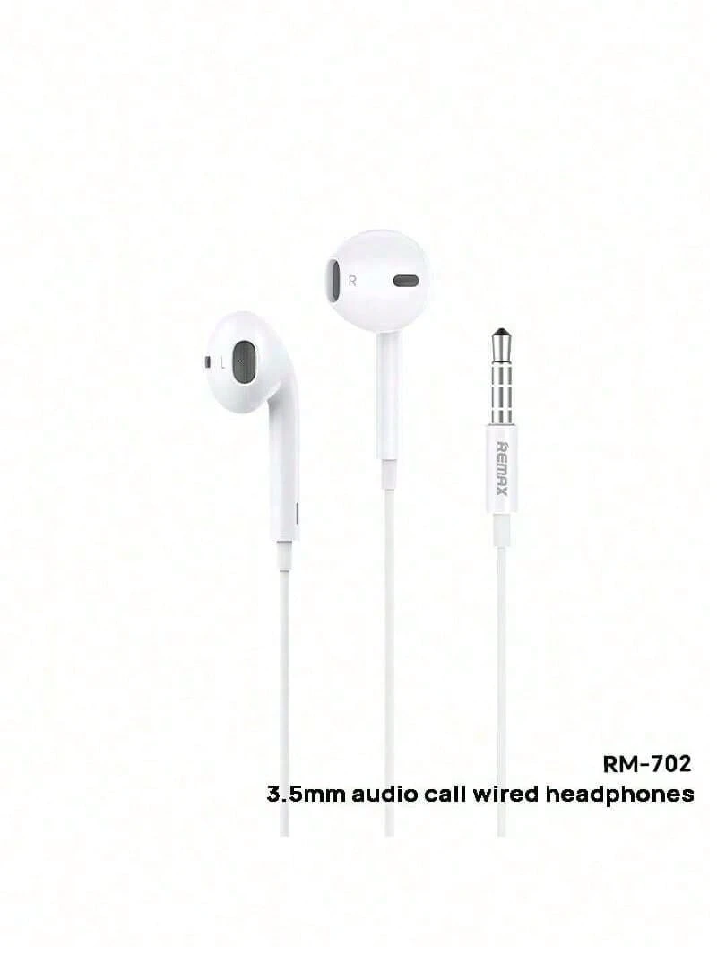 REMAX Auriculares intrauditivos con cable RM-702: cómodos para usar durante largas horas, sonido envolvente de 360°, control en línea de tres botones, sincronización audiovisual. - Blanco - Ver 1