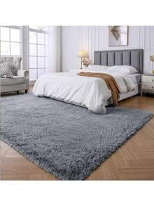 1 件圣诞新年地毯，秋冬新款人造毛皮长绒地毯，可机洗，绒高 5-7 厘米，灰色长毛地毯，适用于客厅、餐厅、窗台、卧室、床边、儿童房、游戏室 - 灰色 - 查看 8