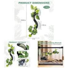 Snake Climbing Branch, 2 PCS Resin Reptile Branches Climbing With Suction Cups Reptile Decor Accessories Terrarium Plants Corn Snake Bearded Gecko - 斑點,2 件裝 - 查看 1