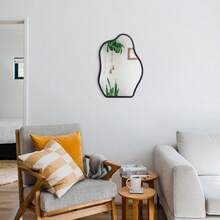 GSYY Ammetl  Mirror With Wood Frame Irr Modern Hanging Mirror For  For Vanity Ling Ro Bedro Bathro Entryway Hallway Modern Unique Decorative Astic Mirror - màu đen - Xem 6