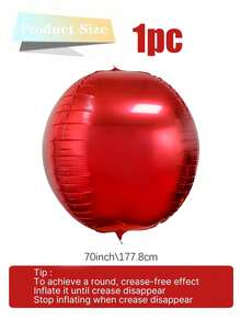 1/3/6pcs 10"/18"/22"/32"/70" Red 4D Effect Foil Balloons, Holographic Round Foil Balloons, Floatable, Helium Filled, Suitable For Birthday Party, Bachelor Party, Engagement, Wedding, Valentine's Day, New Year, Anniversary Celebration Decor - Red - View 13
