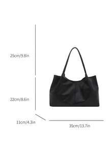 Minimalist Style Women's Shoulder Bag, Tote Bag, Fashion Large Capacity Handbag - Black - View 3