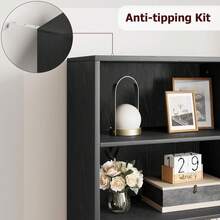 Estantería Industrial de 4 Niveles con Puertas y Estantes de 30 cm de Profundidad para Recámara Sala de Estar Oficina en Casa - Negro - Ver 8
