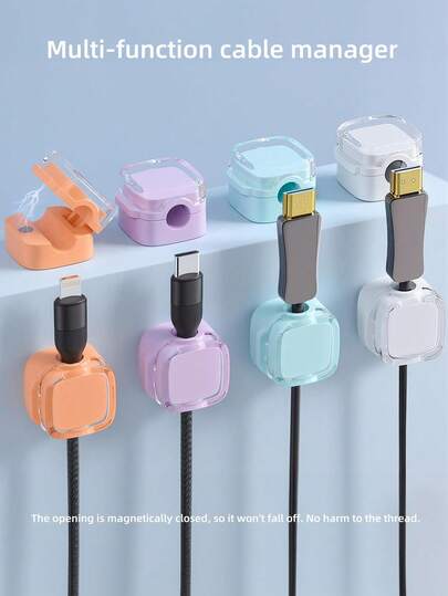[10pcs/8pcs/4pcs/2pcs] Magnetic Cable Clips - Self-Adhesive Cable Organizer, Suitable For Desk/Car/Office - Made Of Rubber, Can Organize USB/Power Cords - Cable Holder For Home, Bedside Table, Computer