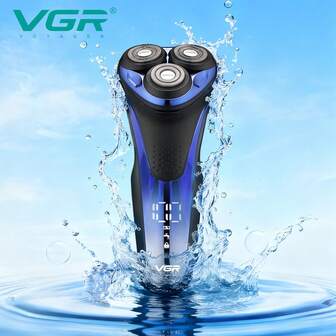  Máquina de afeitar VGR IPx7 a prueba de agua, afeitadora profesional de rotación de alta eficiencia, afeitadora eléctrica para hombres V-306