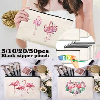 5/10/20/50pcs DIY Blank Fabric Bags Cosmetic Bag, Pencil Case, Portable Cosmetic Bag Lipstick Cosmetic Bag Personalized Fashion Toiletry Organizer Multi-Purpose Pencil Case Document Holder, Pen Holder, Wallet