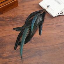 Feather Hairband Hair Clip Hair Chain, Bohemian Colorful Hair Accessories   Feather Clip Peacock Shape Hair Ornament For Women, Suitable For Dates, Weddings, Photoshoots, Daily Styling Accessories - 黑色 - 查看 7