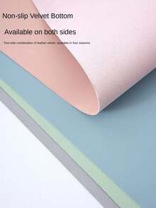 1pc (Random Color) Double-Sided Keyboard & Mouse Pad, Faux Leather Desk Mat For Laptop, Computer, Office, 30*60cm
