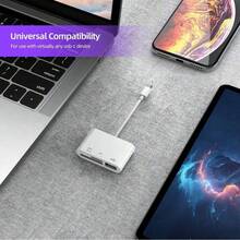 USB-C 转 Micro SD TF 存储卡读卡器，三合一 USB 相机读卡器适配器，兼容 16/15、iPad Pro、Pro/Air、Chromebook XPS、Galaxy S10/S9 及更多 USB-C 设备 - 白色 - 查看 6