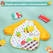 Lictin 3 Piezas Baberos Bebé Niña, Baberos Manga Larga, Baberos Impermeables para Niños Niñas Pequeños - Multicolor 1 - Ver 8
